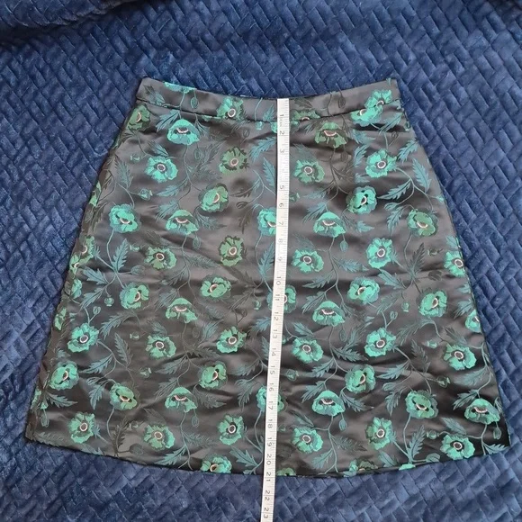 J. Crew Emmie Poppy A-line Black & Green Lined Skirt Size 4, New With Tags - Picture 11 of 16